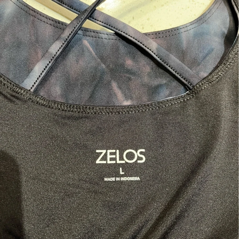 ZELOS | Medium Impact Crisscross Sports Bra in Tie-Dye Size Large